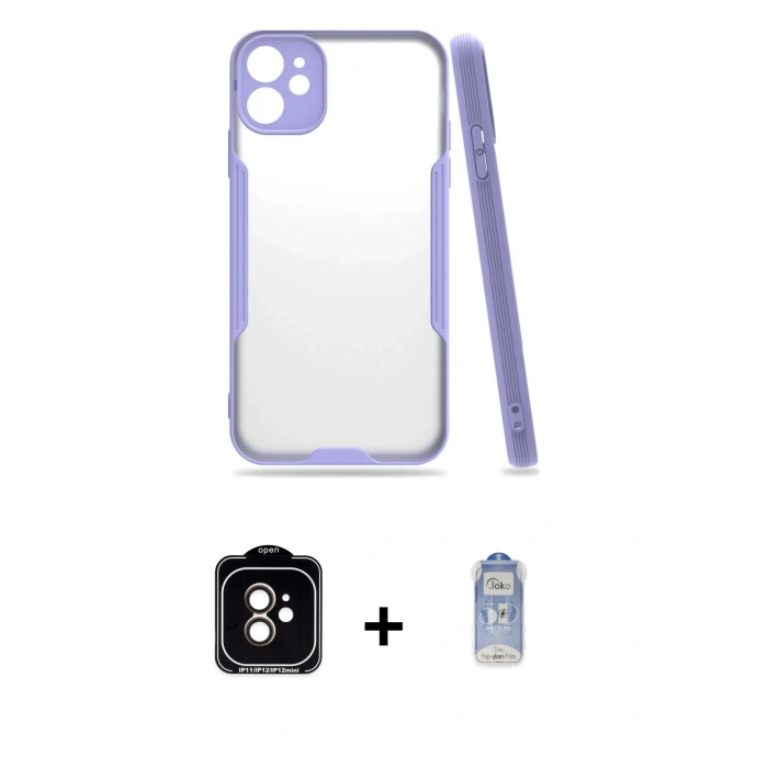MARSİLYAN™- iPhone 11 Kılıf Atlas Asil Serisi - Siyah Joko Magic 5D Cam + PVD Metal Kamera Lens - TU