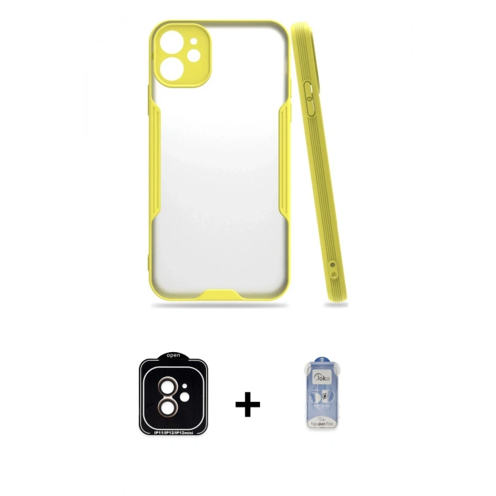 MARSİLYAN™- iPhone 11 Kılıf Atlas Asil Serisi - Siyah Joko Magic 5D Cam + PVD Metal Kamera Lens - TU