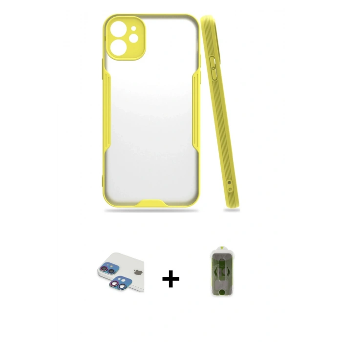 MARSİLYAN™- iPhone 11 Kılıf Atlas Asil Serisi - Siyah Joko Magic 5D Hayalet Cam + Pers Alüminyum Kamera Lens - GI