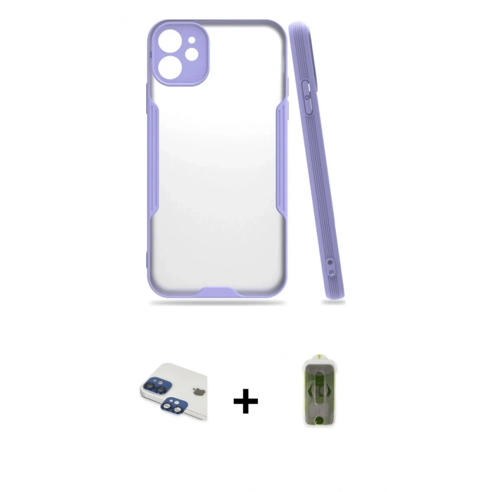 MARSİLYAN™- iPhone 11 Kılıf Atlas Asil Serisi - Siyah Joko Magic 5D Hayalet Cam + Pers Alüminyum Kamera Lens - LT