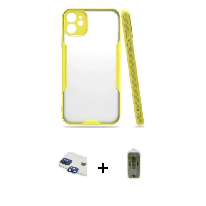 MARSİLYAN™- iPhone 11 Kılıf Atlas Asil Serisi - Siyah Joko Magic 5D Hayalet Cam + Pers Alüminyum Kamera Lens - LT