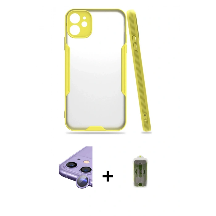 MARSİLYAN™- iPhone 11 Kılıf Atlas Asil Serisi - Siyah Joko Magic 5D Hayalet Cam + Raze Metal Kamera Lens - MR