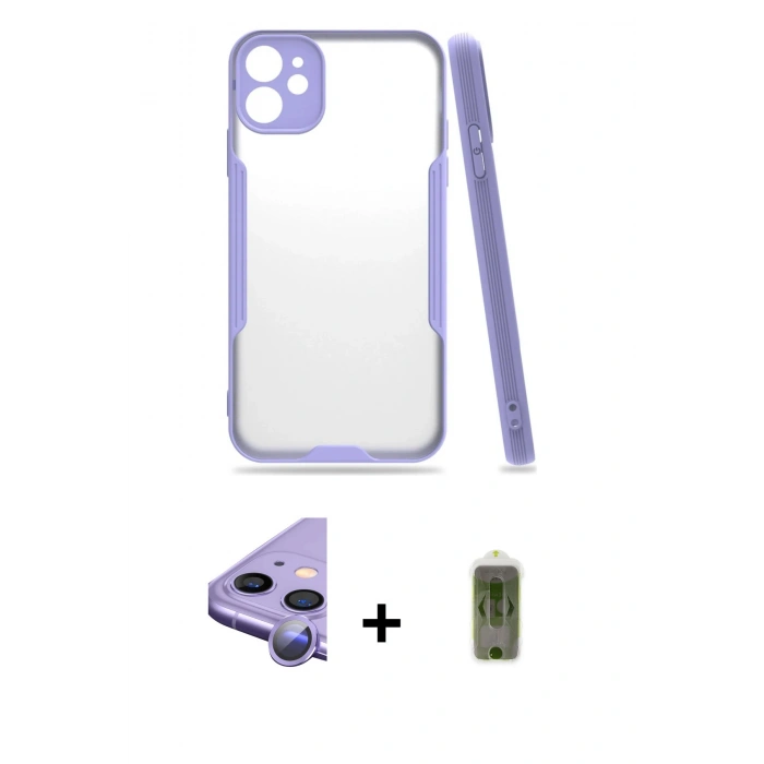 MARSİLYAN™- iPhone 11 Kılıf Atlas Asil Serisi - Siyah Joko Magic 5D Hayalet Cam + Raze Metal Kamera Lens - MR