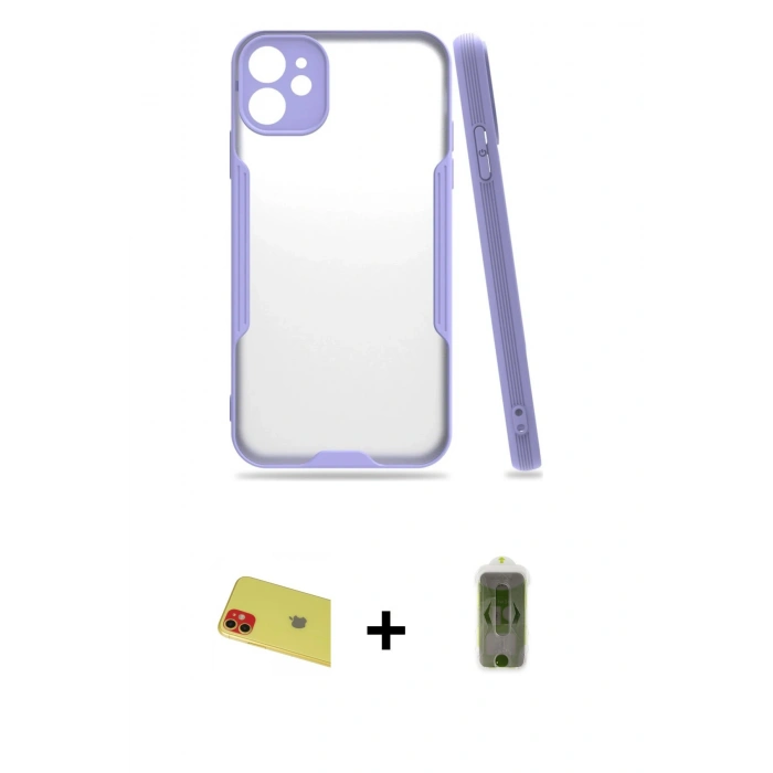 MARSİLYAN™- iPhone 11 Kılıf Atlas Asil Serisi - Siyah Joko Magic 5D Hayalet Cam + Rainbow Kamera Lens Koruma Cam - KI