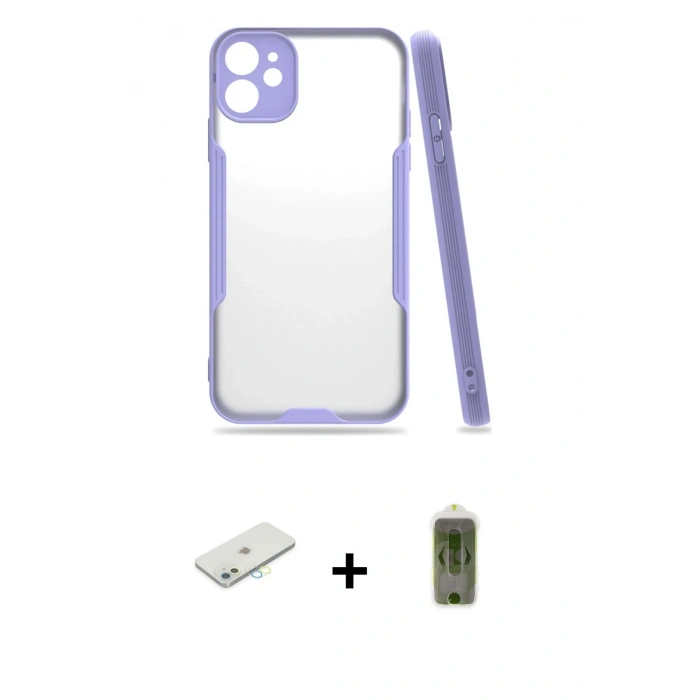 MARSİLYAN™- iPhone 11 Kılıf Atlas Asil Serisi - Siyah Joko Magic 5D Hayalet Cam + Renkli Kamera Lens Koruma Cam - SI