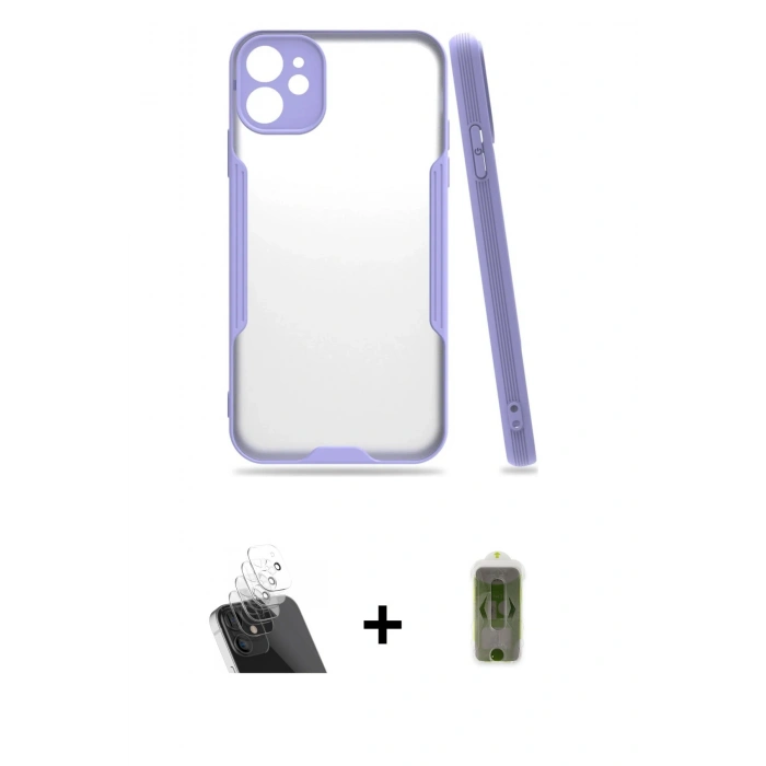 MARSİLYAN™- iPhone 11 Kılıf Atlas Asil Serisi - Siyah Joko Magic 5D Hayalet Cam + Kamera Lens Koruma Cam - SF