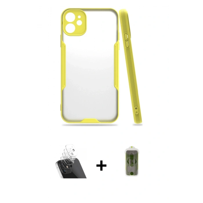 MARSİLYAN™- iPhone 11 Kılıf Atlas Asil Serisi - Siyah Joko Magic 5D Hayalet Cam + Kamera Lens Koruma Cam - SF