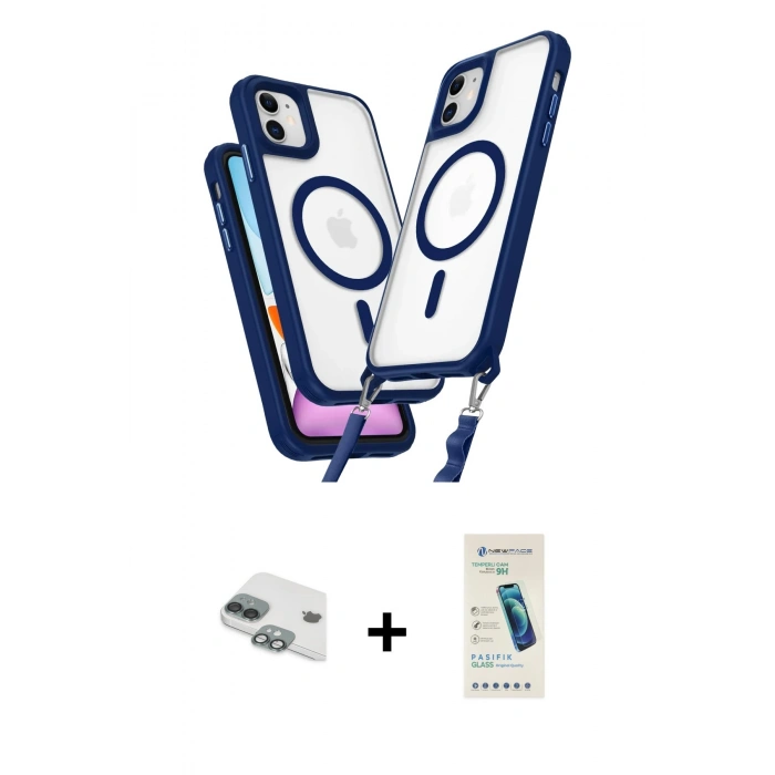 MARSİLYAN™- iPhone 11 Kılıf Atlas Doku Koleksiyonu - Şeffaf Pasifik Cam Ekran Koruyucu + Pers Alüminyum Kamera Lens - YL