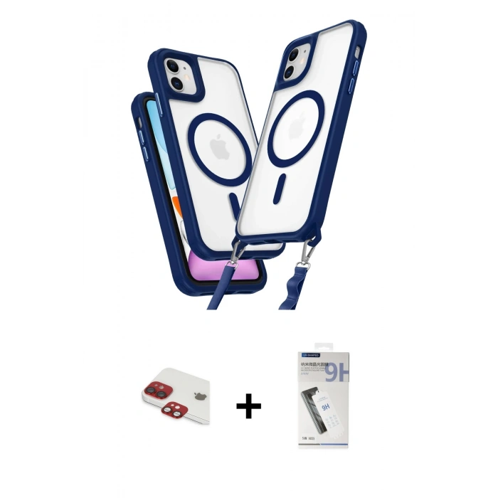MARSİLYAN™- iPhone 11 Kılıf Atlas Doku Koleksiyonu - Şeffaf Uv Polymer Nano Ekran Koruyucu + Pers Alüminyum Kamera Lens - KI