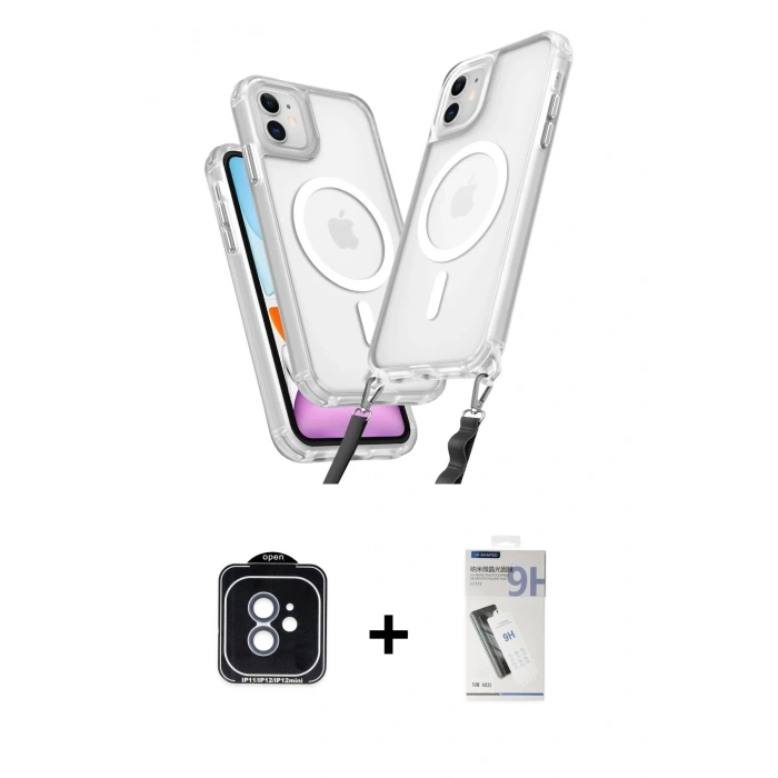 MARSİLYAN™- iPhone 11 Kılıf Atlas Doku Koleksiyonu - Şeffaf Uv Polymer Nano Ekran Koruyucu + PVD Metal Kamera Lens - MI