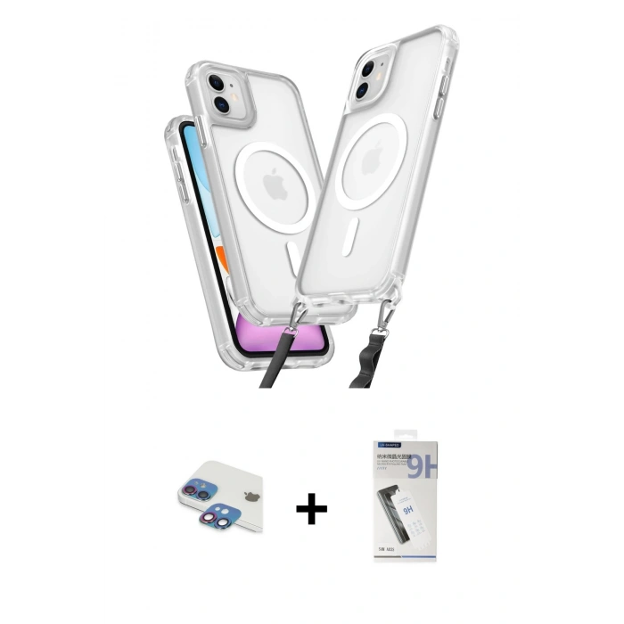 MARSİLYAN™- iPhone 11 Kılıf Atlas Doku Koleksiyonu - Şeffaf Uv Polymer Nano Ekran Koruyucu + Pers Alüminyum Kamera Lens - GI