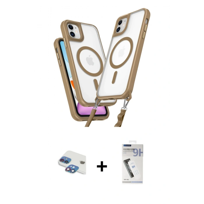 MARSİLYAN™- iPhone 11 Kılıf Atlas Doku Koleksiyonu - Şeffaf Uv Polymer Nano Ekran Koruyucu + Pers Alüminyum Kamera Lens - GI