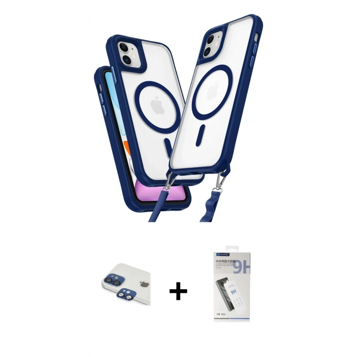 MARSİLYAN™- iPhone 11 Kılıf Atlas Doku Koleksiyonu - Şeffaf Uv Polymer Nano Ekran Koruyucu + Pers Alüminyum Kamera Lens - LT