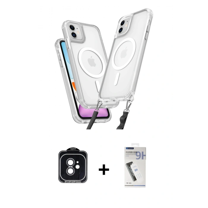 MARSİLYAN™- iPhone 11 Kılıf Atlas Doku Koleksiyonu - Şeffaf Uv Polymer Nano Ekran Koruyucu + PVD Metal Kamera Lens - SH