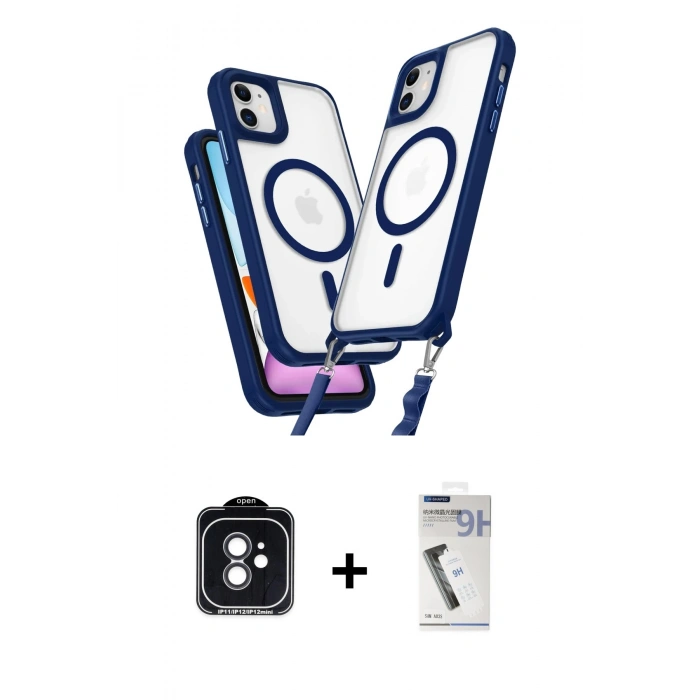 MARSİLYAN™- iPhone 11 Kılıf Atlas Doku Koleksiyonu - Şeffaf Uv Polymer Nano Ekran Koruyucu + PVD Metal Kamera Lens - SH