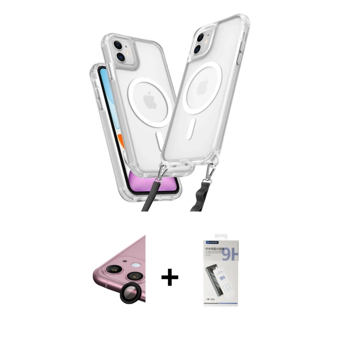 MARSİLYAN™- iPhone 11 Kılıf Atlas Doku Koleksiyonu - Şeffaf Uv Polymer Nano Ekran Koruyucu + Raze Metal Kamera Lens - SH