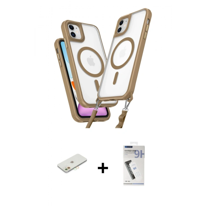 MARSİLYAN™- iPhone 11 Kılıf Atlas Doku Koleksiyonu - Şeffaf Uv Polymer Nano Ekran Koruyucu + Renkli Kamera Lens Koruma Cam - TU