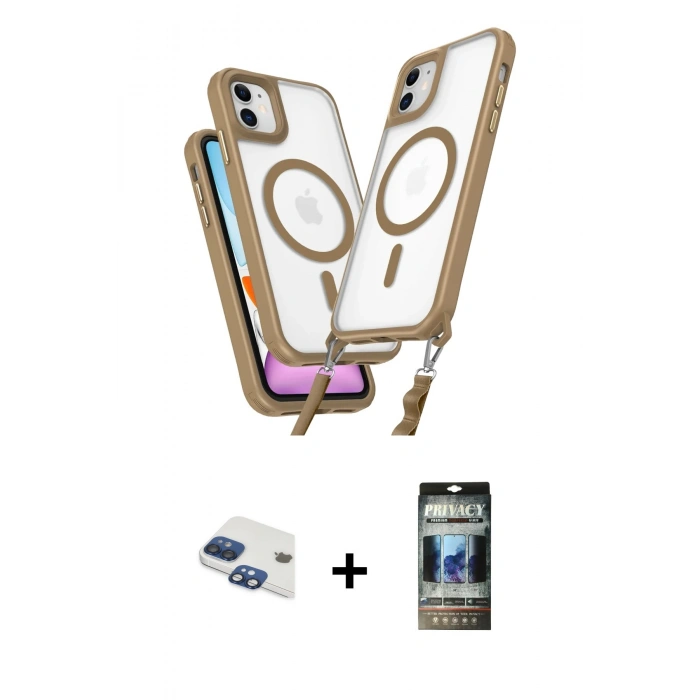 MARSİLYAN™- iPhone 11 Kılıf Atlas Doku Koleksiyonu - Siyah 34D Hayalet Izgaralı Cam + Pers Alüminyum Kamera Lens - LT