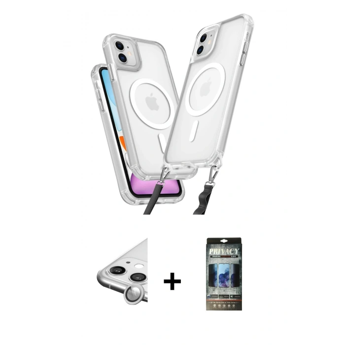 MARSİLYAN™- iPhone 11 Kılıf Atlas Doku Koleksiyonu - Siyah 34D Hayalet Izgaralı Cam + Raze Metal Kamera Lens - GS