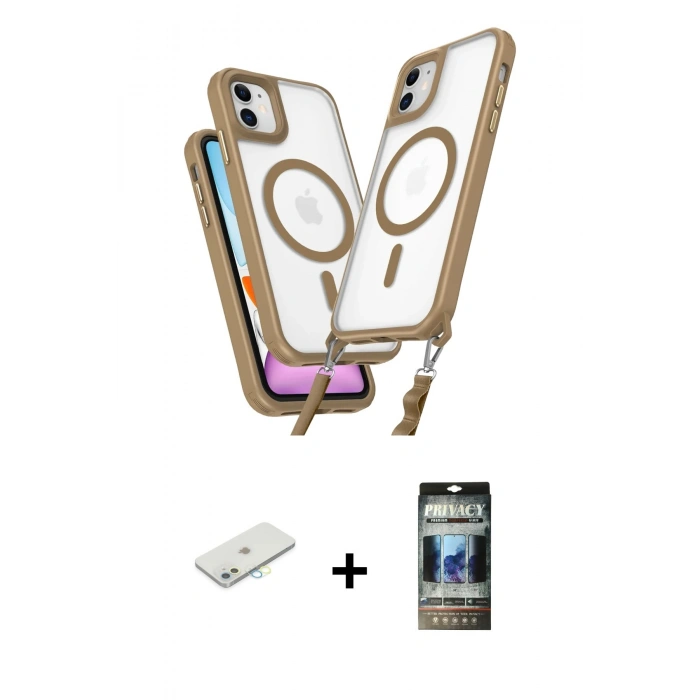 MARSİLYAN™- iPhone 11 Kılıf Atlas Doku Koleksiyonu - Siyah 34D Hayalet Izgaralı Cam + Renkli Kamera Lens Koruma Cam - SI