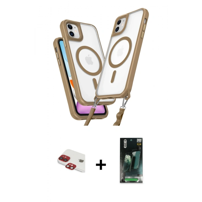 MARSİLYAN™- iPhone 11 Kılıf Atlas Doku Koleksiyonu - Siyah 360 Mat Full Body Arka Koruyucu + Pers Alüminyum Kamera Lens - KI