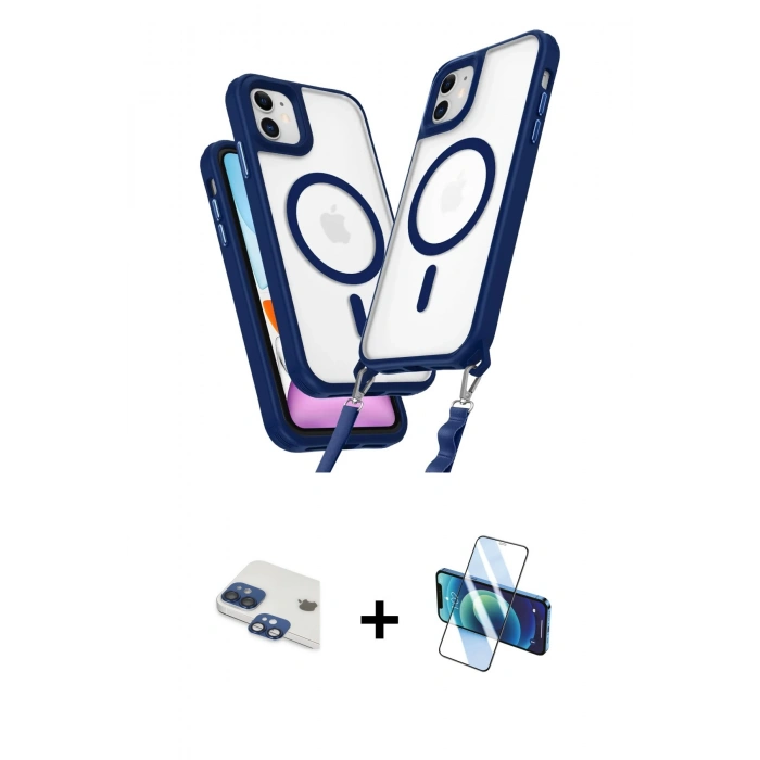 MARSİLYAN™- iPhone 11 Kılıf Atlas Doku Koleksiyonu - Siyah 3D Antistatik Cam Ekran Koruyucu + Pers Alüminyum Kamera Lens - LT