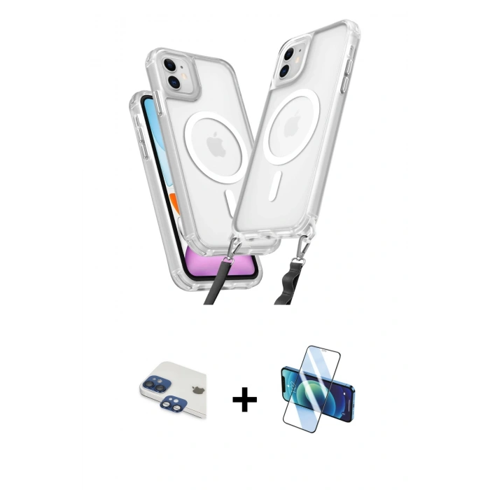 MARSİLYAN™- iPhone 11 Kılıf Atlas Doku Koleksiyonu - Siyah 3D Antistatik Cam Ekran Koruyucu + Pers Alüminyum Kamera Lens - LT