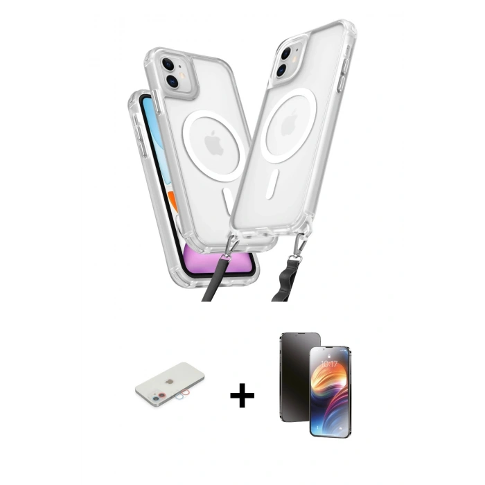 MARSİLYAN™- iPhone 11 Kılıf Atlas Doku Koleksiyonu - Siyah 3D Antistatik Mat Seramik Nano Ekran Koruyucu + Renkli Kamera Lens Koruma Cam - PE