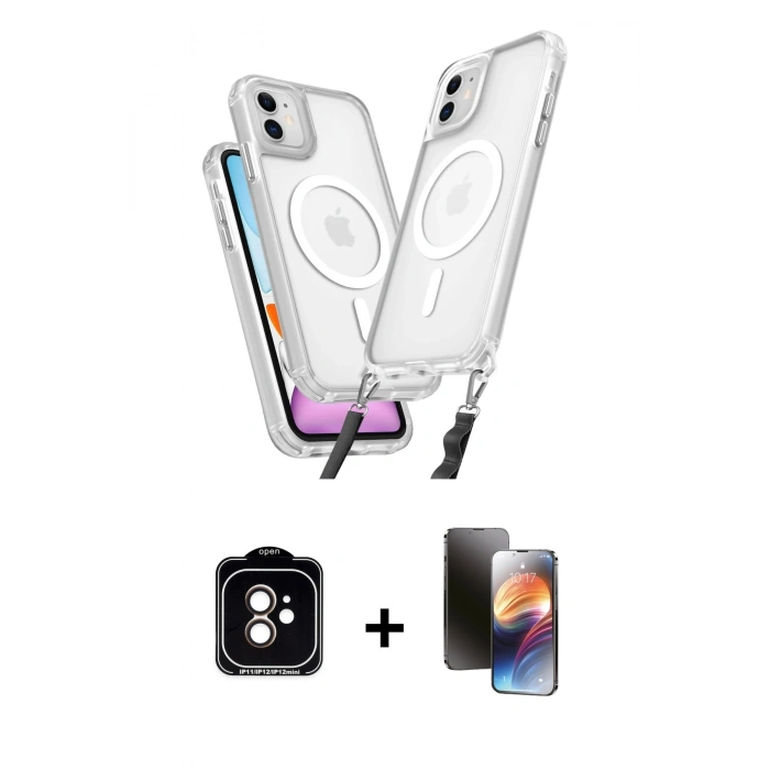 MARSİLYAN™- iPhone 11 Kılıf Atlas Doku Koleksiyonu - Siyah 3D Antistatik Mat Seramik Nano Ekran Koruyucu + PVD Metal Kamera Lens - TU