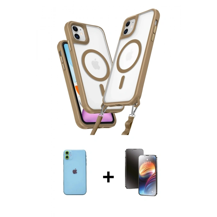 MARSİLYAN™- iPhone 11 Kılıf Atlas Doku Koleksiyonu - Siyah 3D Antistatik Mat Seramik Nano Ekran Koruyucu + Neon Fosforlu Kamera Lens - YL