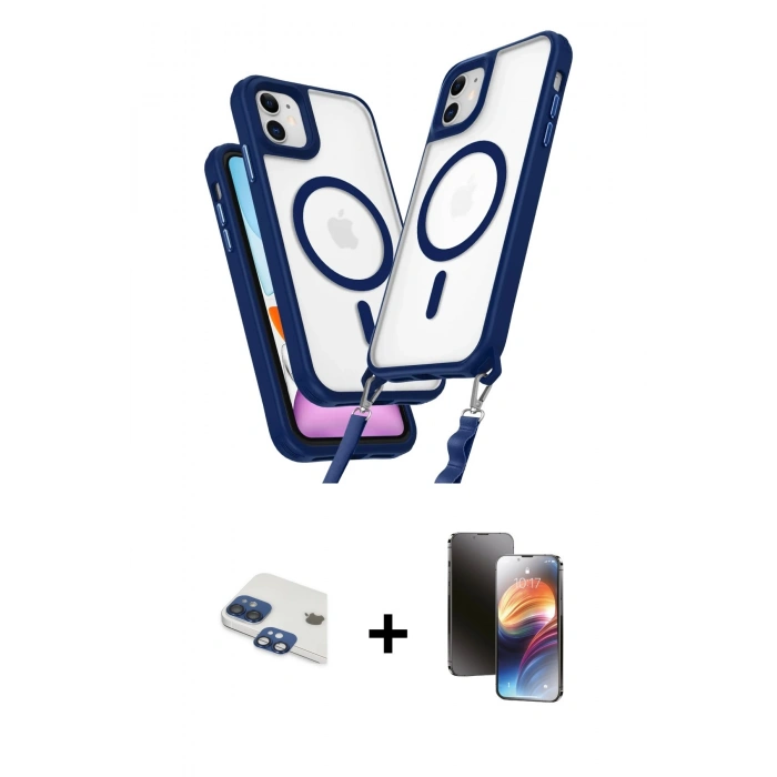 MARSİLYAN™- iPhone 11 Kılıf Atlas Doku Koleksiyonu - Siyah 3D Antistatik Mat Seramik Nano Ekran Koruyucu + Pers Alüminyum Kamera Lens - LT