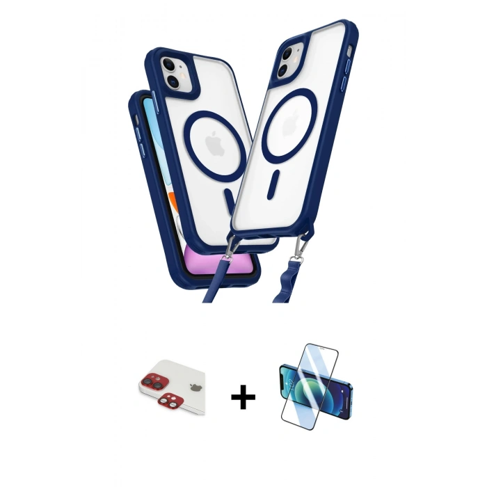 MARSİLYAN™- iPhone 11 Kılıf Atlas Doku Koleksiyonu - Siyah 3D Antistatik Seramik Nano Ekran Koruyucu + Pers Alüminyum Kamera Lens - KI