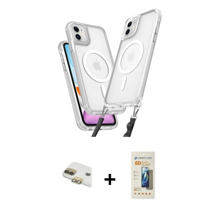 MARSİLYAN™- iPhone 11 Kılıf Atlas Doku Koleksiyonu - Siyah 6D Mat Seramik Hayalet Nano Ekran Koruyucu + Pers Alüminyum Kamera Lens - GD