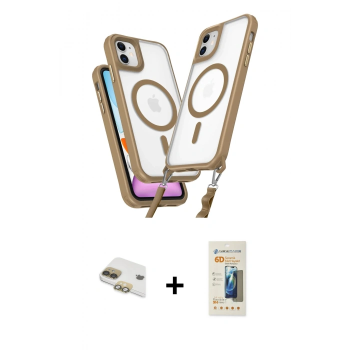 MARSİLYAN™- iPhone 11 Kılıf Atlas Doku Koleksiyonu - Siyah 6D Mat Seramik Hayalet Nano Ekran Koruyucu + Pers Alüminyum Kamera Lens - GD