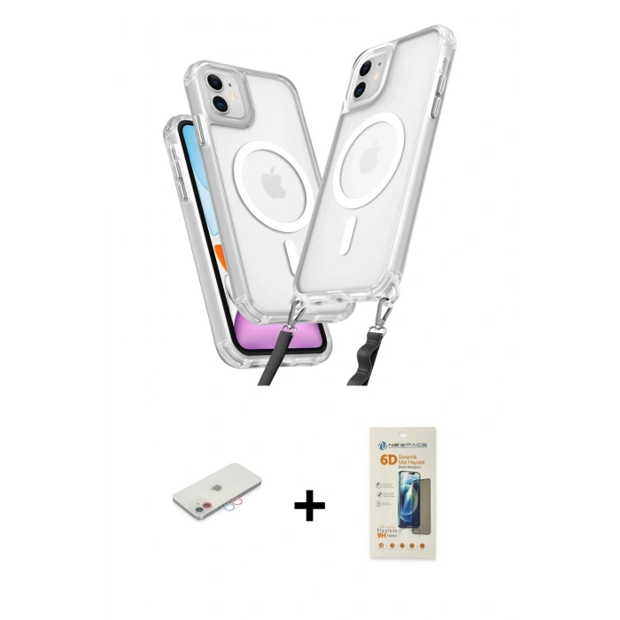 MARSİLYAN™- iPhone 11 Kılıf Atlas Doku Koleksiyonu - Siyah 6D Mat Seramik Hayalet Nano Ekran Koruyucu + Renkli Kamera Lens Koruma Cam - PE