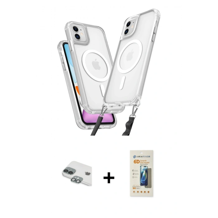 MARSİLYAN™- iPhone 11 Kılıf Atlas Doku Koleksiyonu - Siyah 6D Mat Seramik Hayalet Nano Ekran Koruyucu + Pers Alüminyum Kamera Lens - YL