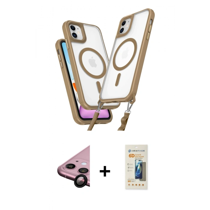 MARSİLYAN™- iPhone 11 Kılıf Atlas Doku Koleksiyonu - Siyah 6D Mat Seramik Hayalet Nano Ekran Koruyucu + Raze Metal Kamera Lens - SH