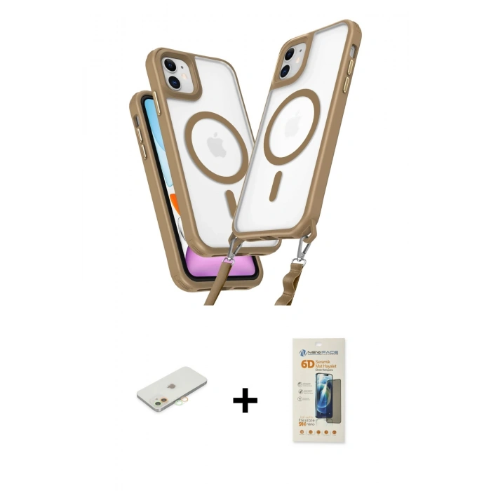 MARSİLYAN™- iPhone 11 Kılıf Atlas Doku Koleksiyonu - Siyah 6D Mat Seramik Hayalet Nano Ekran Koruyucu + Renkli Kamera Lens Koruma Cam - TU