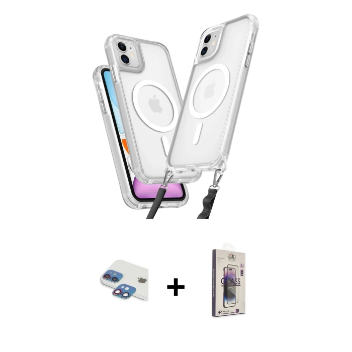 MARSİLYAN™- iPhone 11 Kılıf Atlas Doku Koleksiyonu - Siyah Bilvis 3D Cam Ekran Koruyucu + Pers Alüminyum Kamera Lens - GI