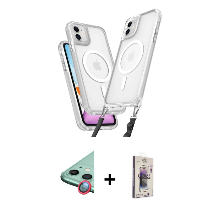 MARSİLYAN™- iPhone 11 Kılıf Atlas Doku Koleksiyonu - Siyah Bilvis 3D Cam Ekran Koruyucu + Raze Metal Kamera Lens - KI