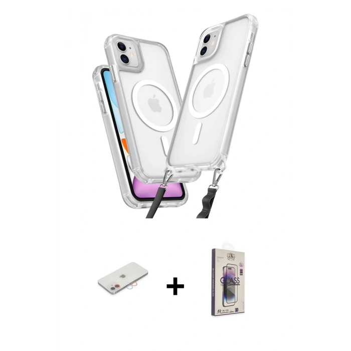 MARSİLYAN™- iPhone 11 Kılıf Atlas Doku Koleksiyonu - Siyah Bilvis 3D Cam Ekran Koruyucu + Renkli Kamera Lens Koruma Cam - PE