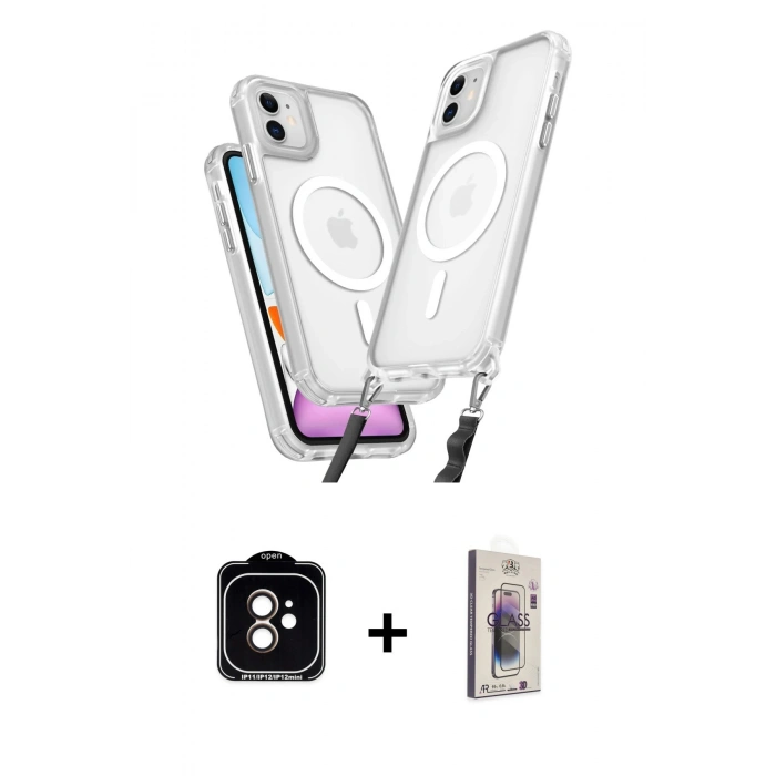 MARSİLYAN™- iPhone 11 Kılıf Atlas Doku Koleksiyonu - Siyah Bilvis 3D Cam Ekran Koruyucu + PVD Metal Kamera Lens - TU