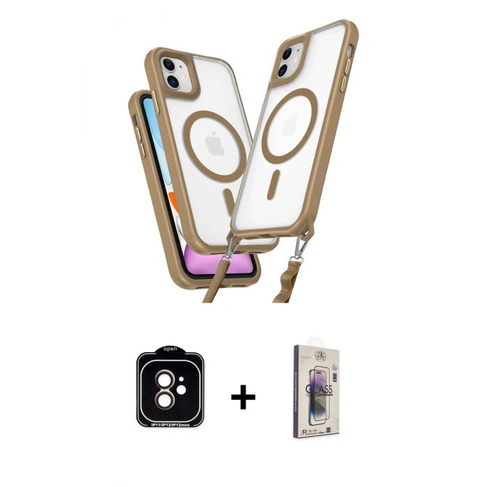 MARSİLYAN™- iPhone 11 Kılıf Atlas Doku Koleksiyonu - Siyah Bilvis 3D Cam Ekran Koruyucu + PVD Metal Kamera Lens - TU