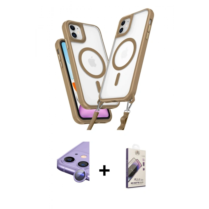MARSİLYAN™- iPhone 11 Kılıf Atlas Doku Koleksiyonu - Siyah Bilvis 3D Mat Cam Ekran Koruyucu + Raze Metal Kamera Lens - MR