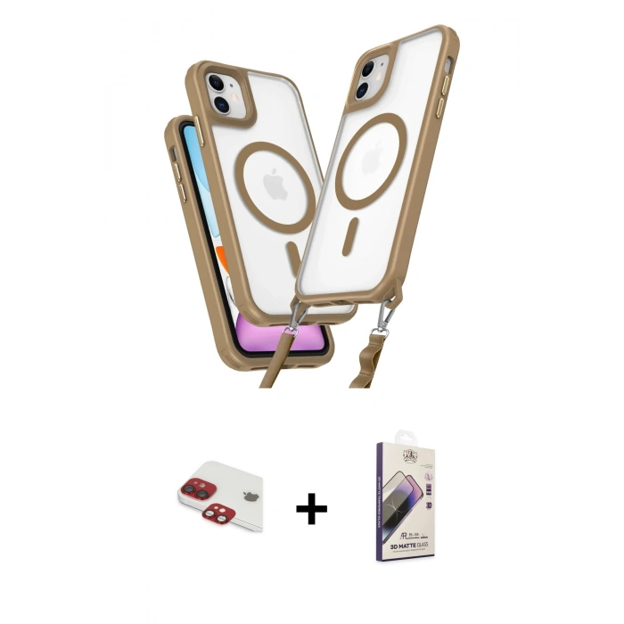 MARSİLYAN™- iPhone 11 Kılıf Atlas Doku Koleksiyonu - Siyah Bilvis 3D Mat Cam Ekran Koruyucu + Pers Alüminyum Kamera Lens - KI