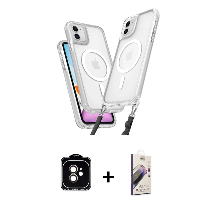MARSİLYAN™- iPhone 11 Kılıf Atlas Doku Koleksiyonu - Siyah Bilvis 3D Mat Cam Ekran Koruyucu + PVD Metal Kamera Lens - TU