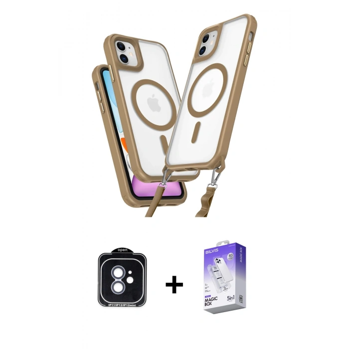 MARSİLYAN™- iPhone 11 Kılıf Atlas Doku Koleksiyonu - Siyah Bilvis 5in1 3D Magic Cam Ekran Koruyucu + PVD Metal Kamera Lens - MI