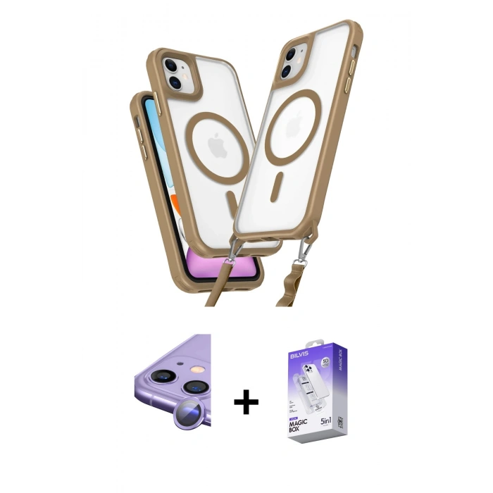 MARSİLYAN™- iPhone 11 Kılıf Atlas Doku Koleksiyonu - Siyah Bilvis 5in1 3D Magic Cam Ekran Koruyucu + Raze Metal Kamera Lens - MR