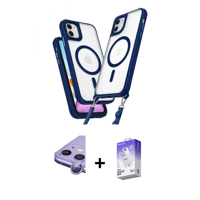 MARSİLYAN™- iPhone 11 Kılıf Atlas Doku Koleksiyonu - Siyah Bilvis 5in1 3D Magic Cam Ekran Koruyucu + Raze Metal Kamera Lens - MR
