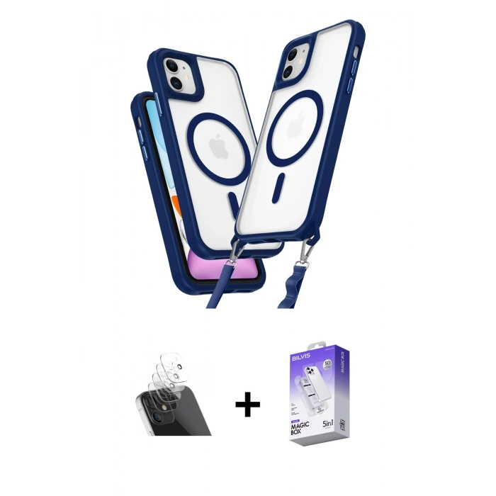 MARSİLYAN™- iPhone 11 Kılıf Atlas Doku Koleksiyonu - Siyah Bilvis 5in1 3D Magic Cam Ekran Koruyucu + Şeffaf Kamera Lens Koruma Cam